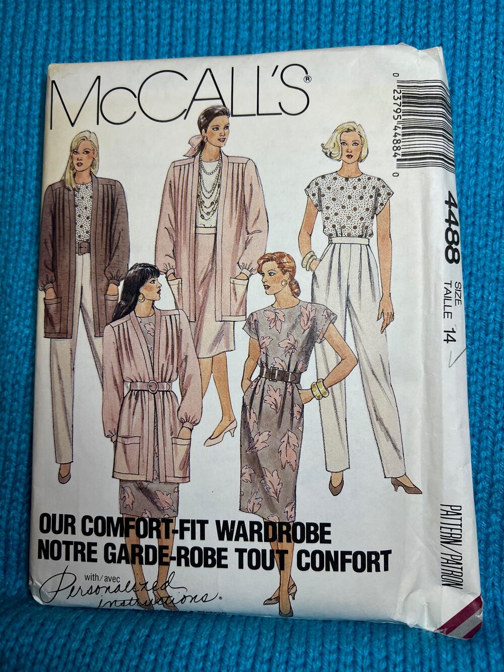 McCalls 4488 Pattern Cardigan top skirt pants 1980s size 14